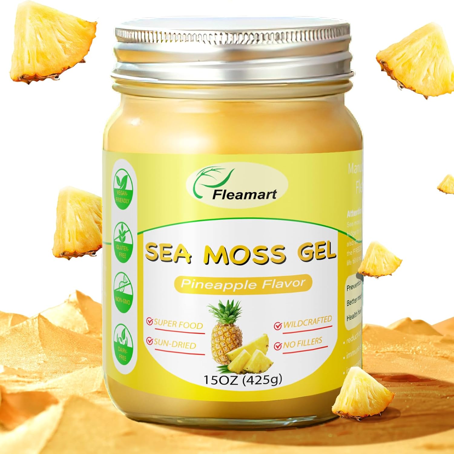 Gel de Musgo Marino Irlandés Silvestre (425 g) - Sabor Piña - Suplemento Vegano con Vitaminas y Minerales