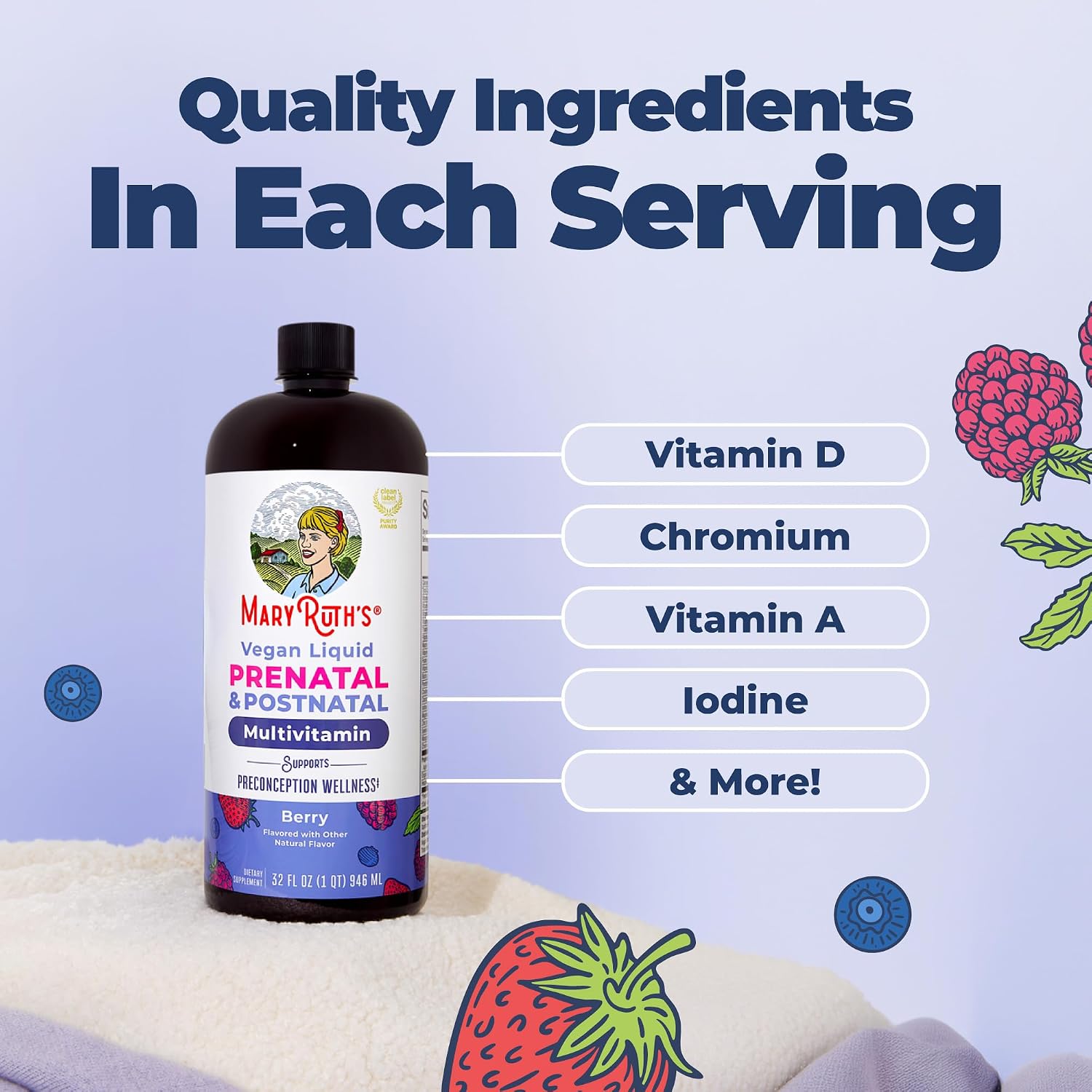 MaryRuth's Multivitamínico Líquido Prenatal y Postnatal para Mujeres - 946 ml