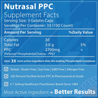 Nutrasal PhosChol PPC Polyenyl PhosphatidylCholine - 300 Cápsulas de Gelatina Blanda - 2,7 g por ración