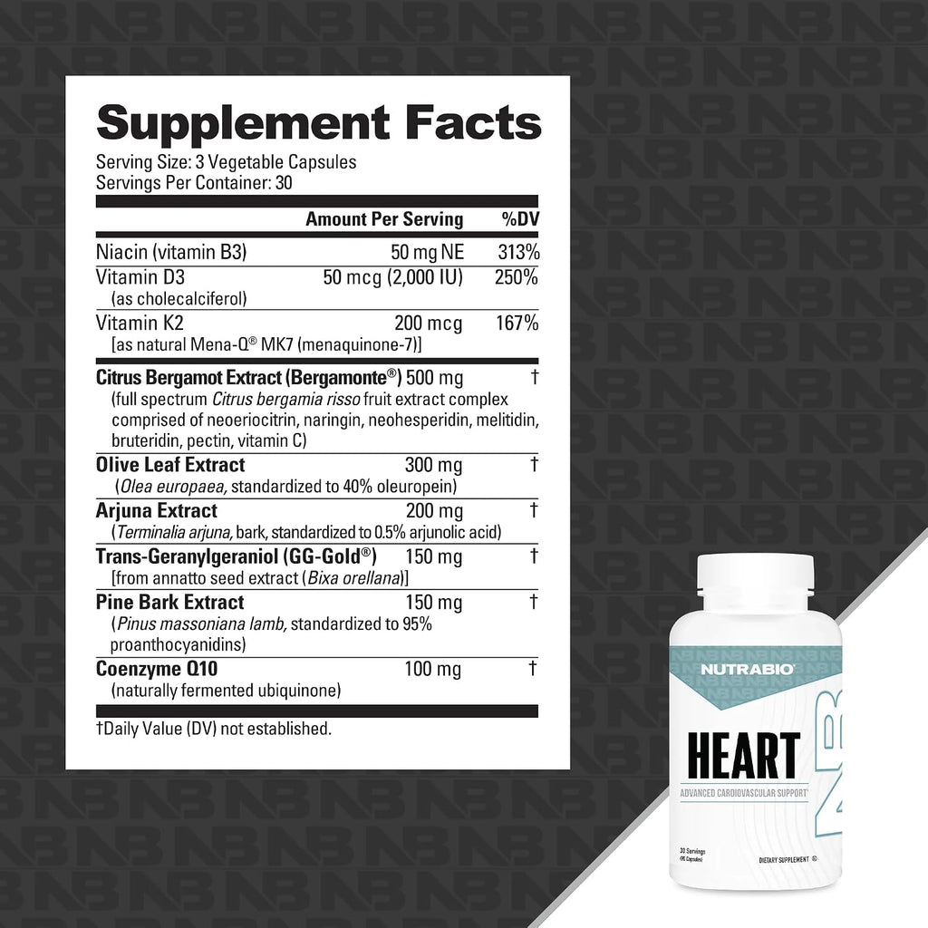 NutraBio Heart - Suplemento Cardiovascular, 90 Cápsulas