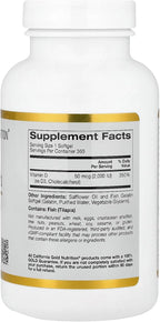 California Gold Nutrition Vitamina D3, 50 mcg (2000 UI), 360 Softgels de Gelatina de Pescado