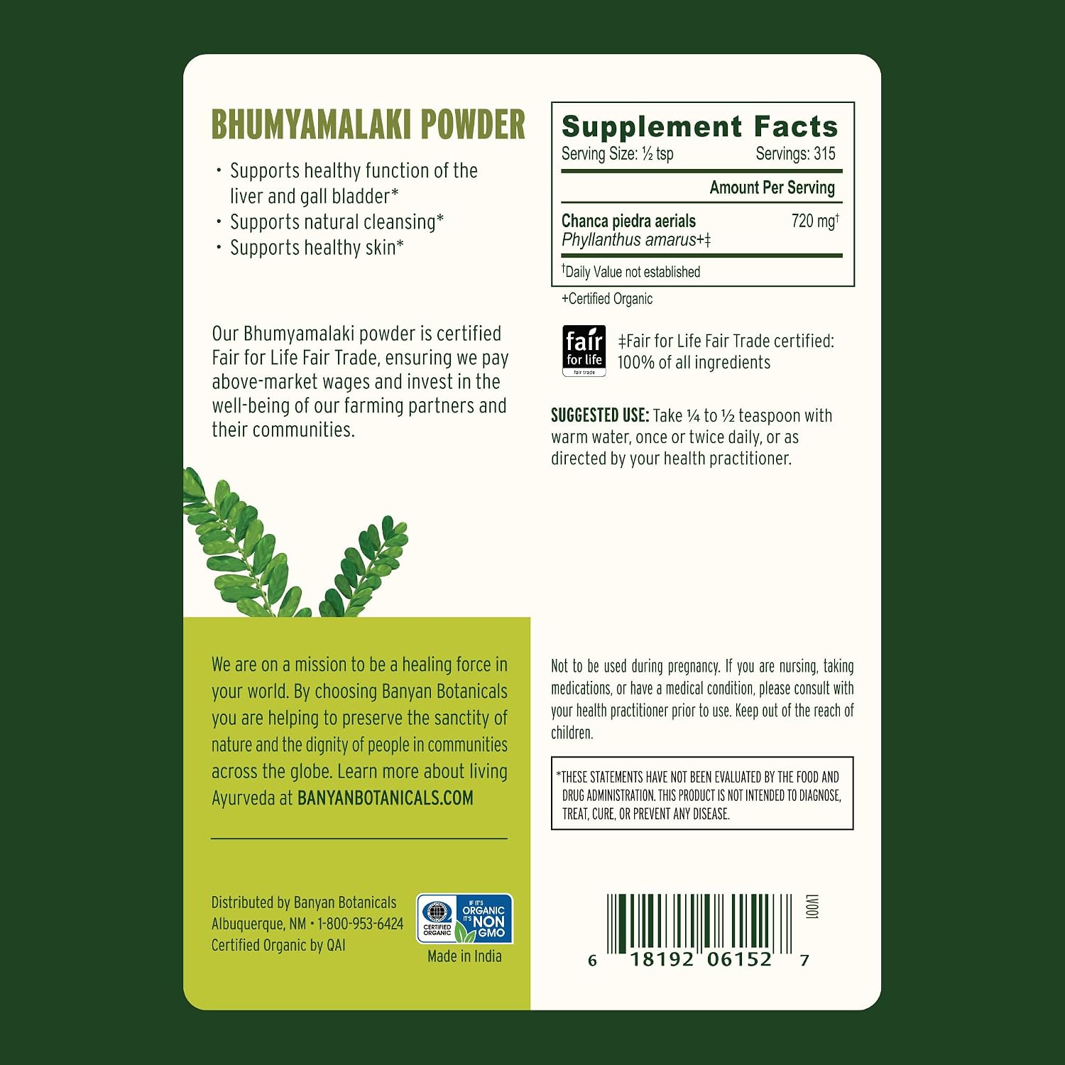 Bhumyamalaki en Polvo – 227 g – Banyan Botanicals