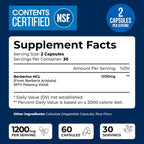 Berberine HCL 1200mg, 60 Cápsulas Vegetarianas - Certificado NSF - WeLikeVitamins