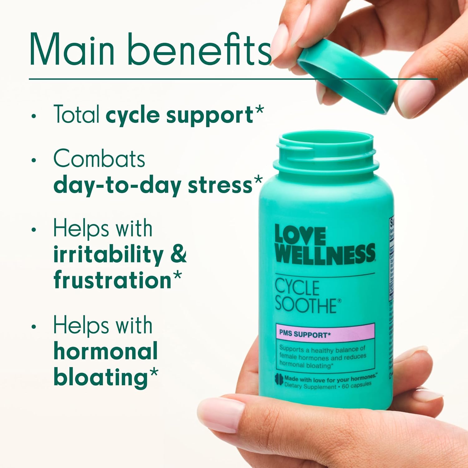 Love Wellness Cycle Soothe - Suplemento para el ciclo menstrual, 60 cápsulas