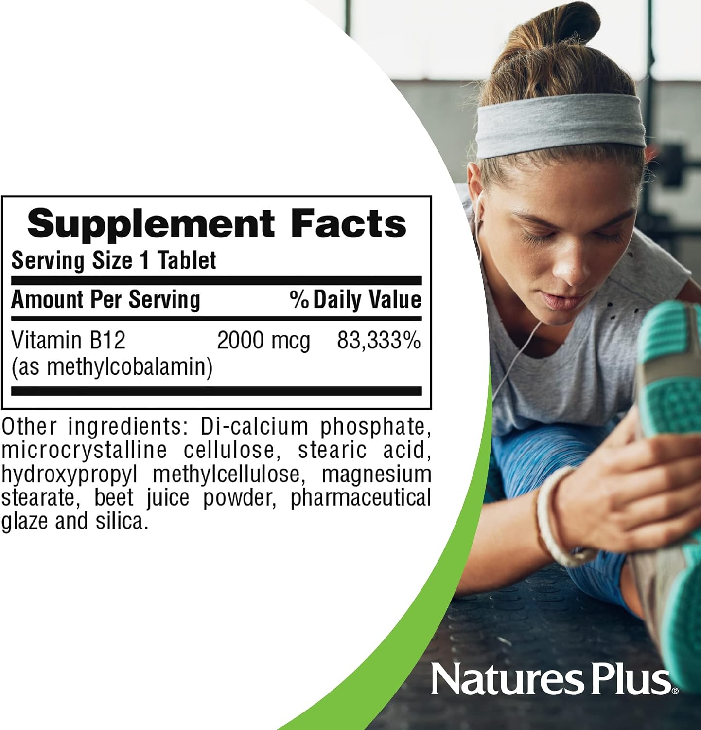 NaturesPlus Vitamina B12 2000 mcg - 60 comprimidos de liberación sostenida - Metilcobalamina activa