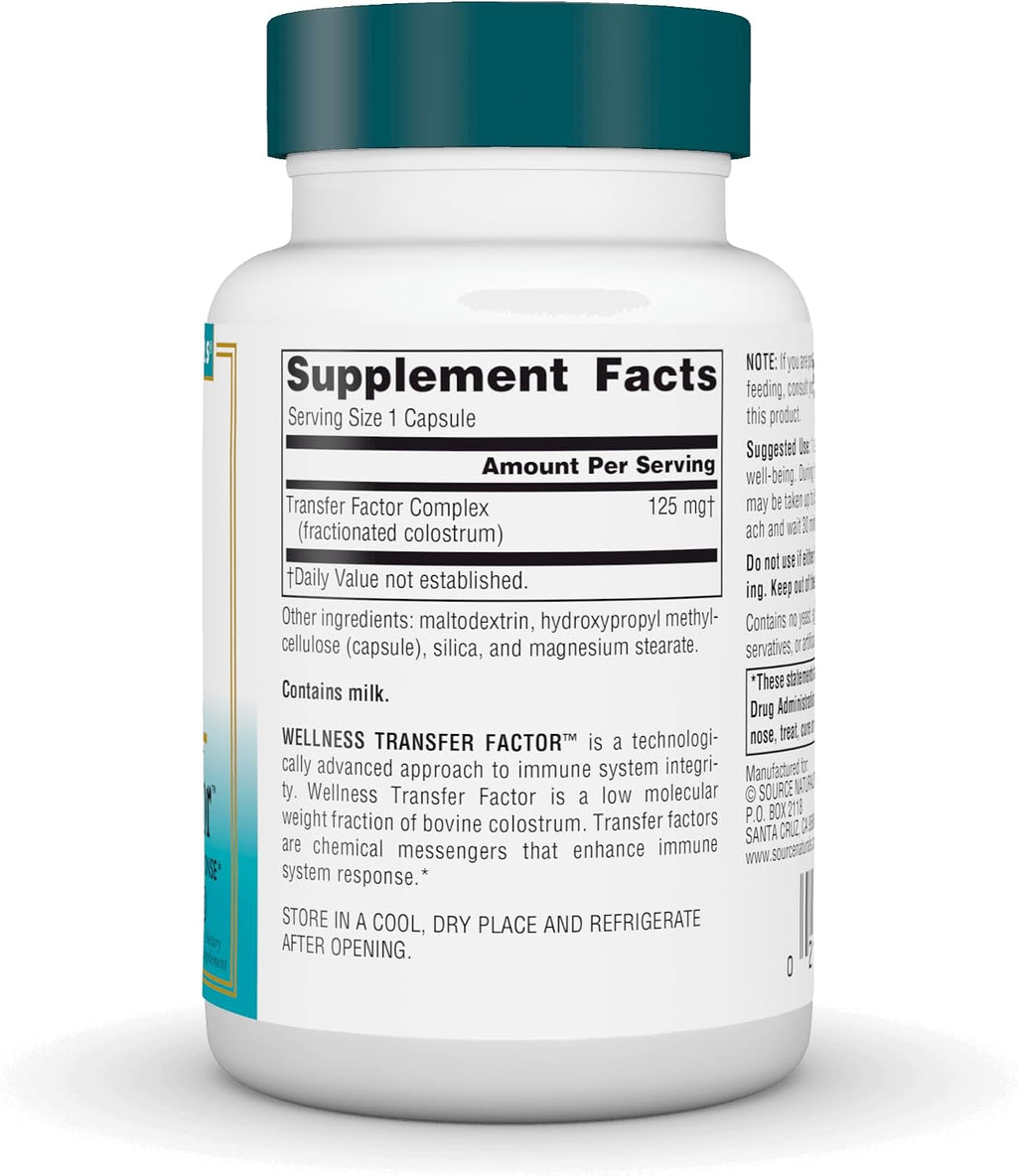 Source Naturals Wellness Transfer Factor, 125 mg, 60 Cápsulas Vegetarianas