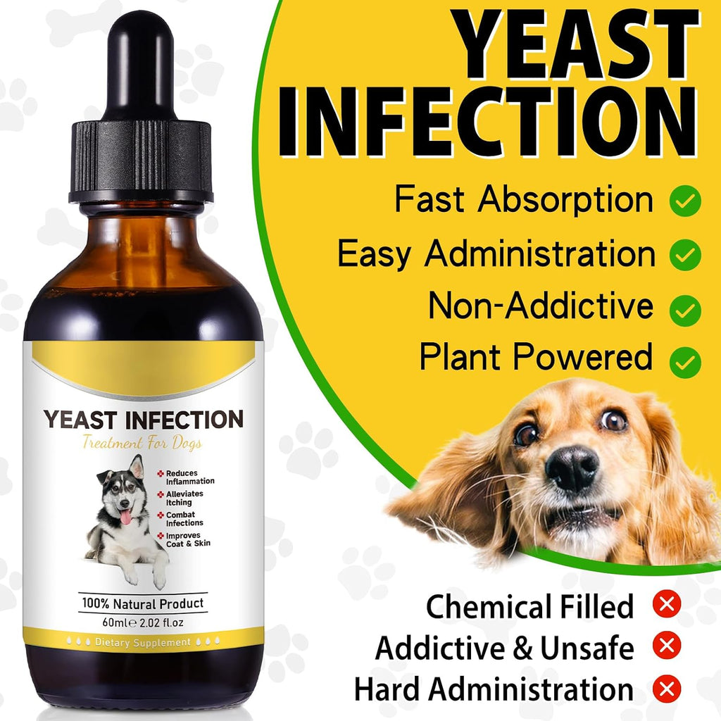 Netwik Tratamiento Natural contra la Levadura para Perros - Alivio de Picazón y Alergias - Suplemento Herbal Líquido 60 ml