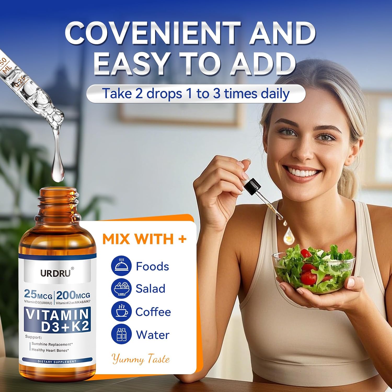URDRU Gotas Líquidas Orgánicas de Vitamina D3 y K2 - 30ml