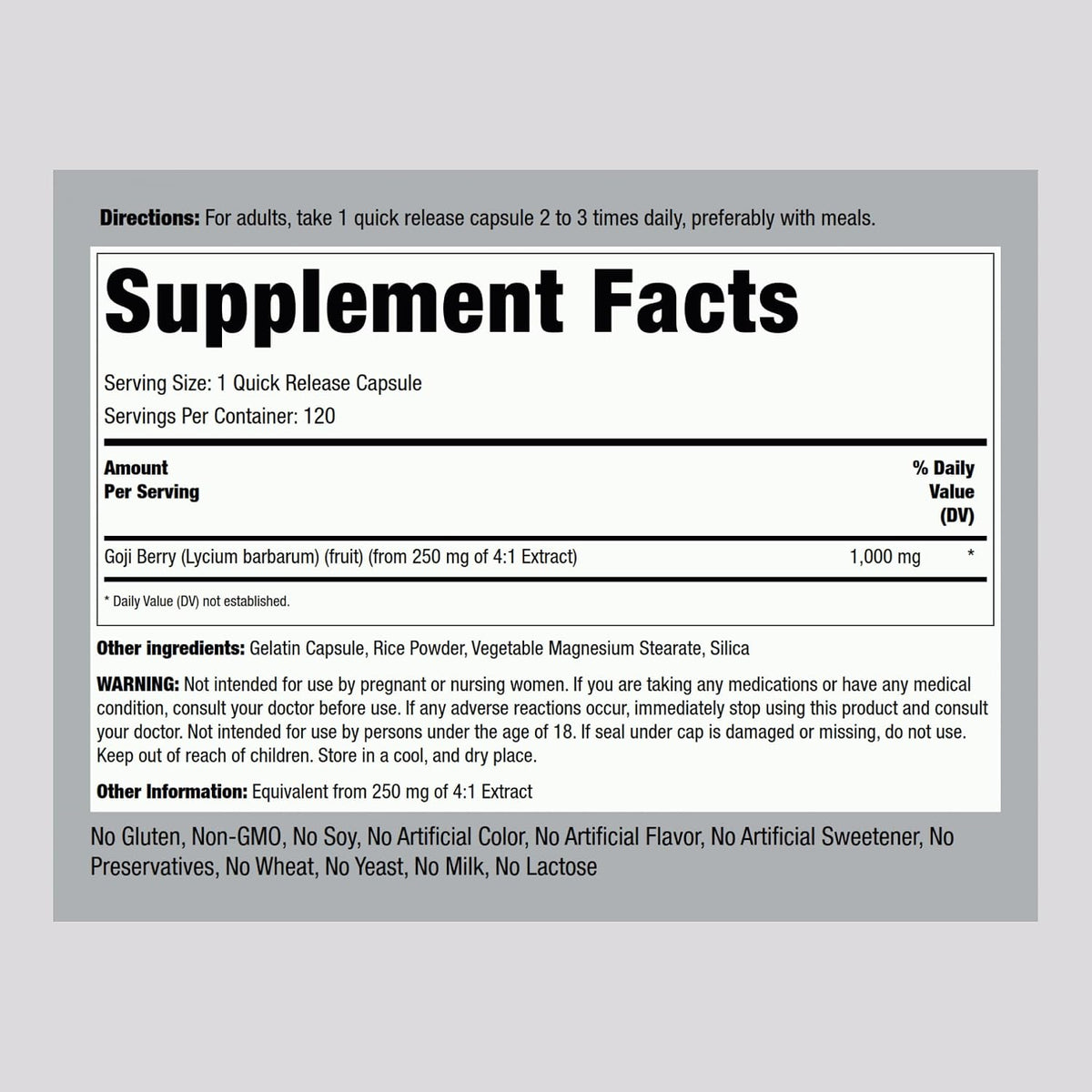 Piping Rock Goji Berry, 120 Cápsulas – – Extracto superconcentrado : Proporciona una dosis concentrada de los – Image 2