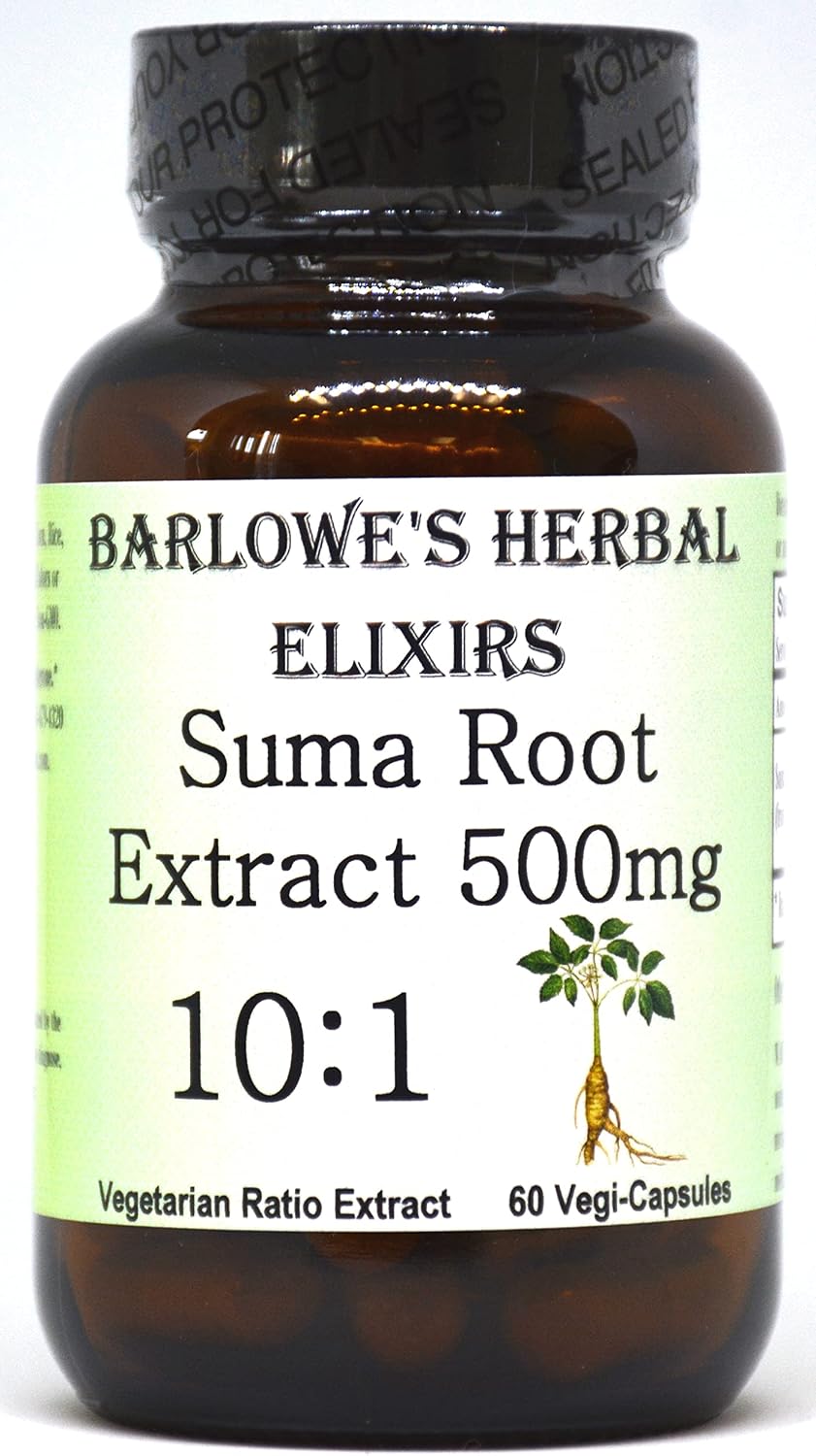 Barlowe's Herbal Elixirs Extracto de Raíz de Suma - Pfaffia Paniculata 10:1 - 500 mg por Cápsula - 60 Cápsulas Veganas