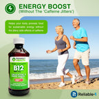 Reliable-1 Laboratories Vitamina B12 Líquida 1000mcg – Suplemento Diario para Hombres y Mujeres – Sabor Natural a Cereza
