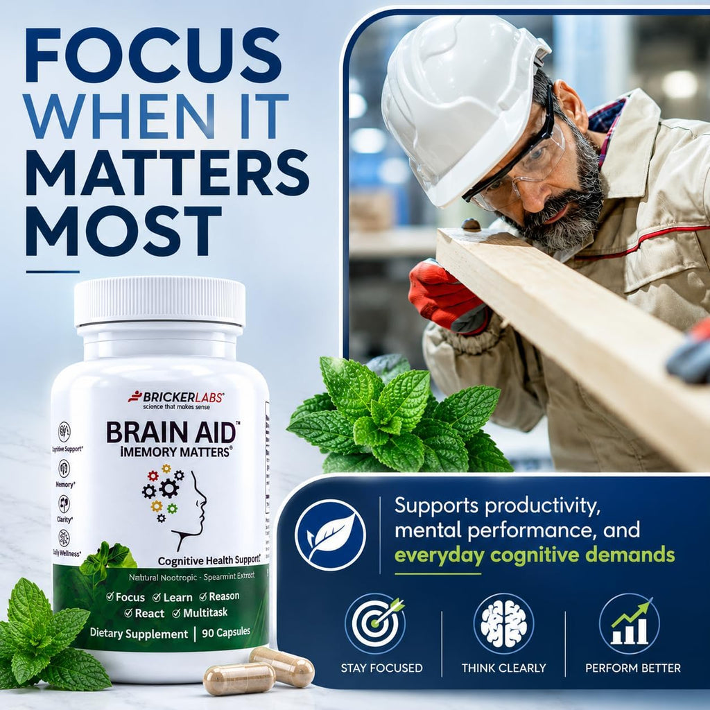 Bricker Labs Brain Aid Memory Matters – Suplemento Nootrópico con Extracto de Menta Neumentix