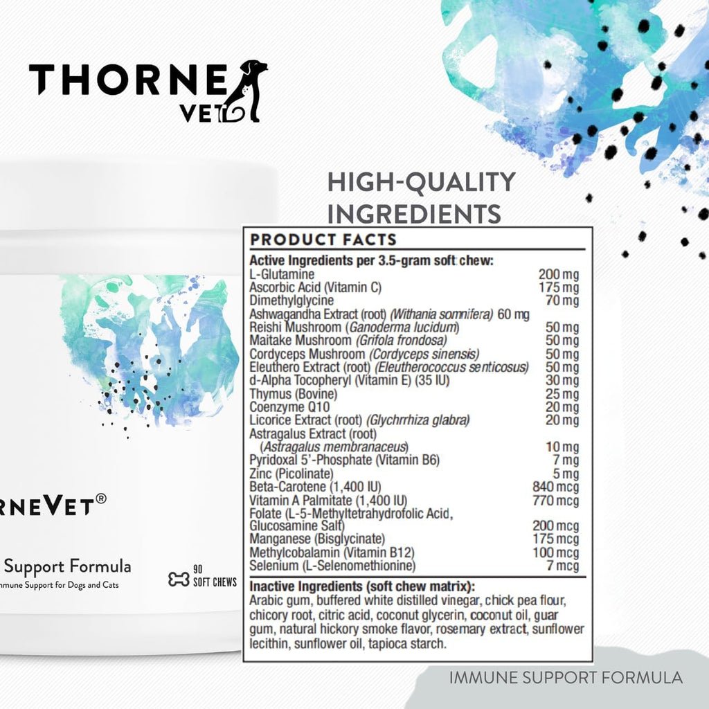 ThorneVET Immune Support Formula – Apoyo Inmunitario para Perros y Gatos, 90 Soft Chews