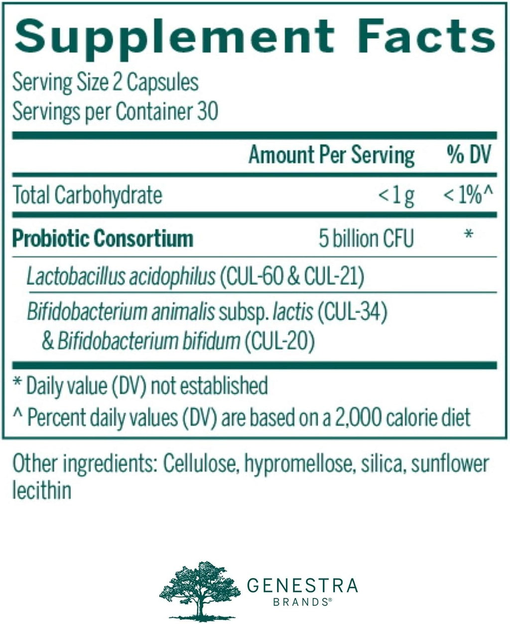 Genestra Brands HMF Cápsulas – Probiótico con Lactobacillus y Bifidobacterium, 60 cápsulas