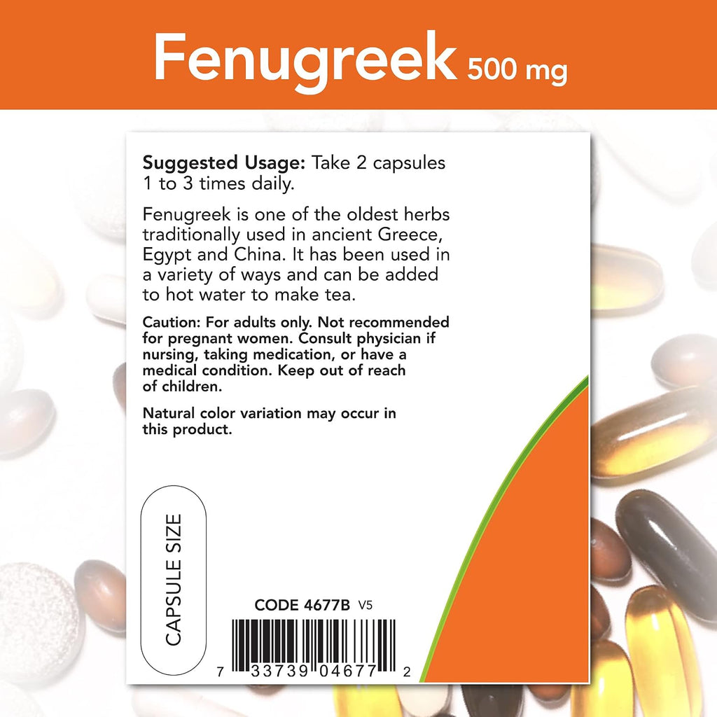 NOW Foods Fenogreco 500 mg Cápsulas, 2 paquetes
