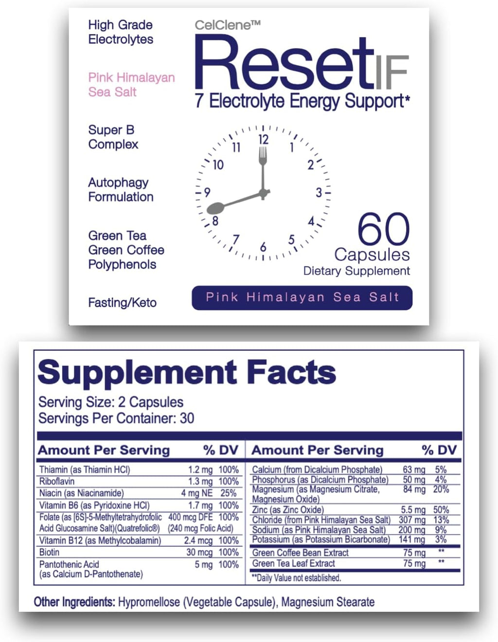 ResetIF Energy Electrolytes - 7 Electrolitos con Metil B12, Folato, Té Verde, Café Verde, Complejo B, Zinc y 72 Oligoelementos