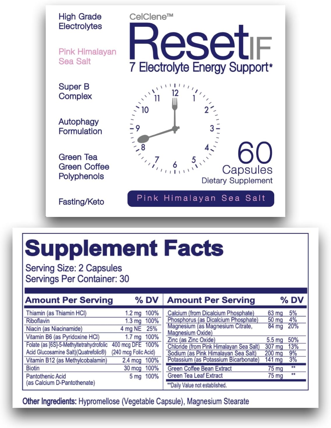 ResetIF Energy Electrolytes - 7 Electrolitos con Metil B12, Folato, Té Verde, Café Verde, Complejo B, Zinc y 72 Oligoelementos