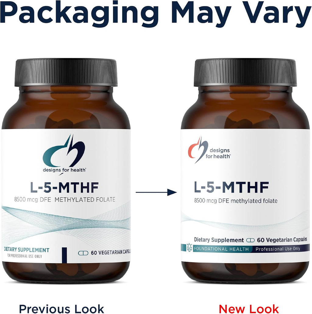 Designs for Health L-5-MTHF - Metilfolato Quatrefolic 5mg (8500 DFE) - 60 Cápsulas