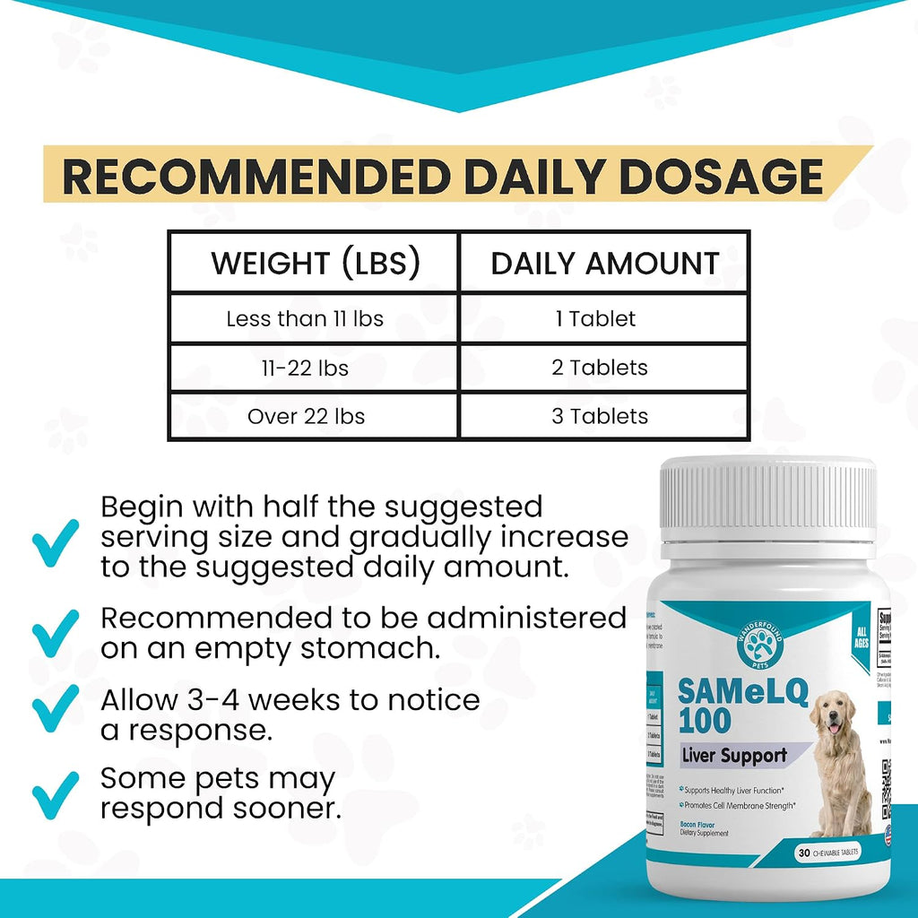 Pawsitive Same 100 - Apoyo Hepático para Perros con SAMe, 60 Comprimidos Masticables Sabor Bacon