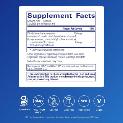 Pure Encapsulations DIMPRO 100 - Diindolilmetano (DIM) - 60 Cápsulas – Image 2