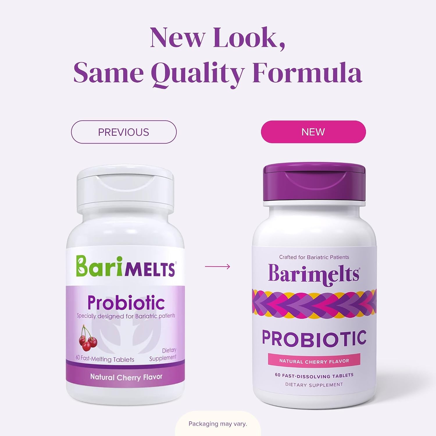 BariMelts Probiotic, 5 Billion CFU - 60 Rapid Dissolve Tablets (2-Month Supply) - Sugar-Free Probiotic for Women, Supports Gut Health after Bariatric Surgery, Natural Cherry Flavor