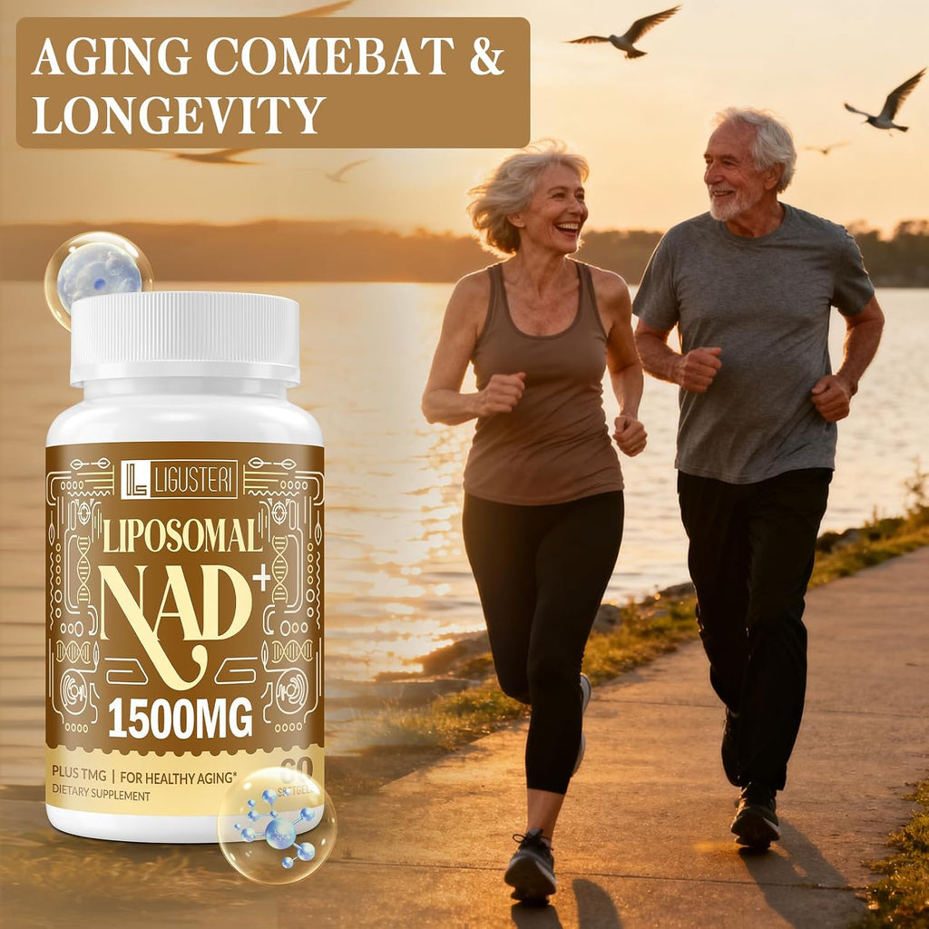 LIGUSTERI 1500 mg NAD+ Liposomal con TMG, 98%+ Absorción, Suplemento para Energía Celular y Longevidad, 60 Cápsulas Blandas