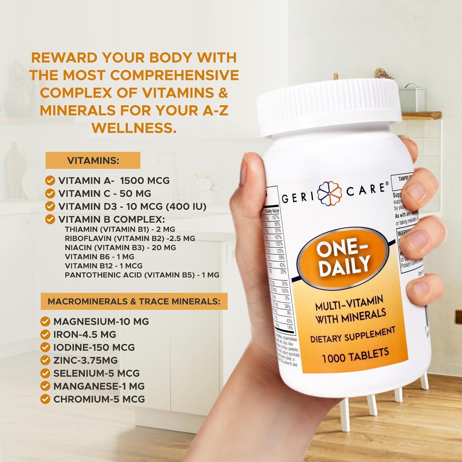 GeriCare Multivitamínico Diario con Minerales para Hombres y Mujeres (1000 Comprimidos)