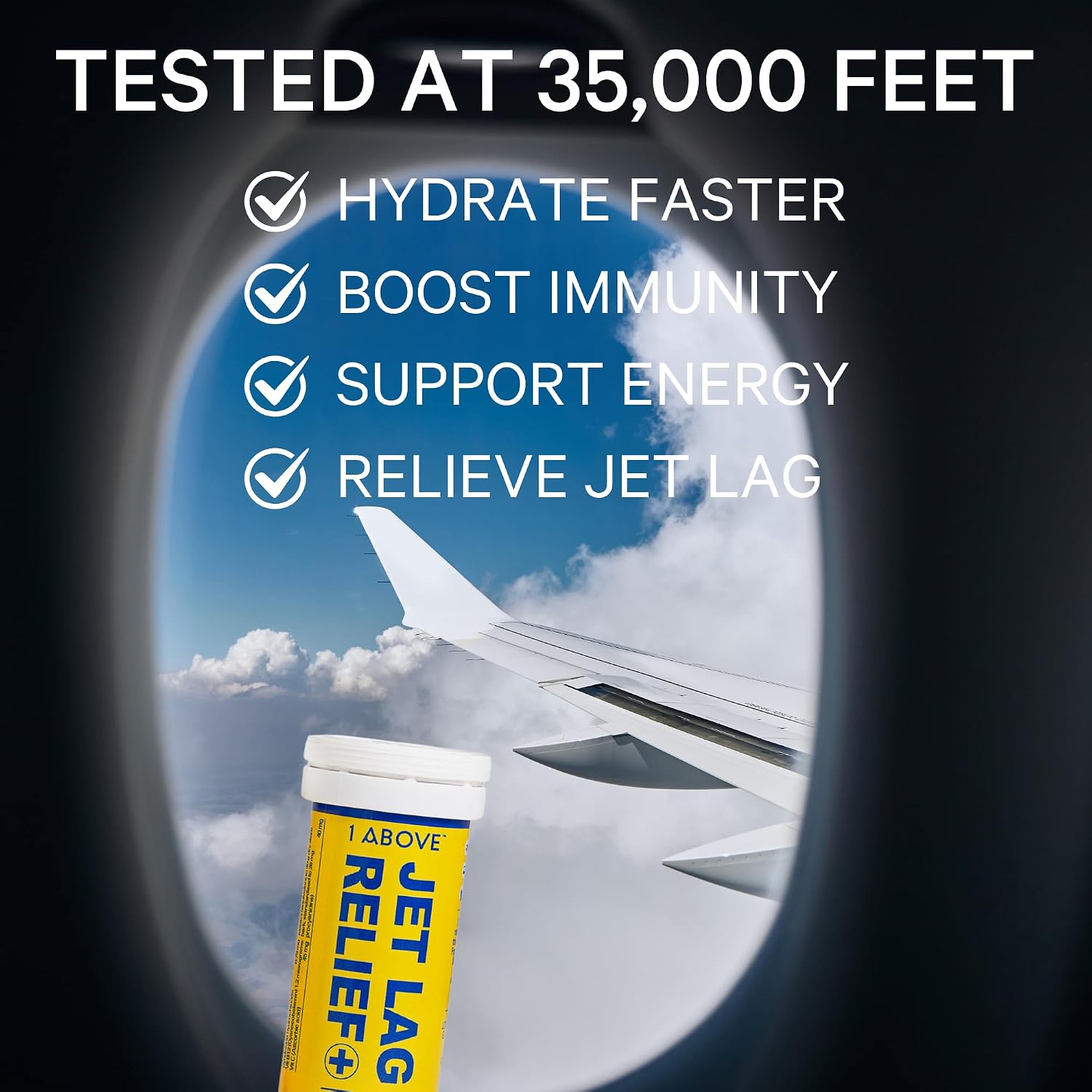 1Above Jet Lag Relief Tablets - Multivitamínico Efervescente Sabor Cítrico, 10 Comprimidos