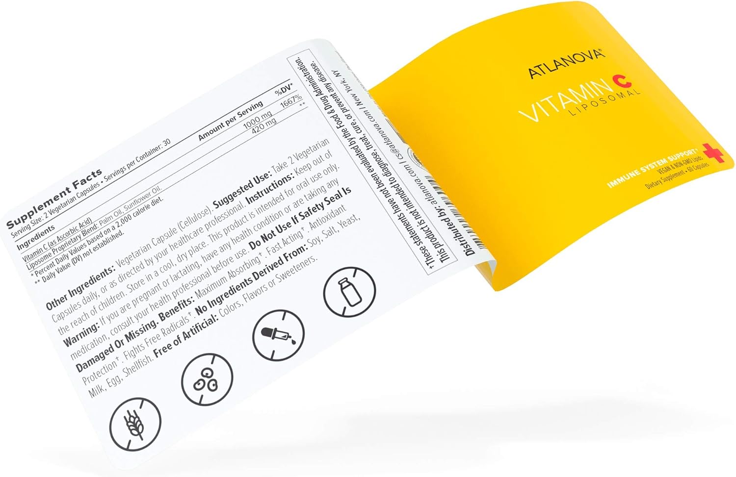 ATLANOVA True Liposomal Vitamina C 1000 mg - Cápsulas Veganas