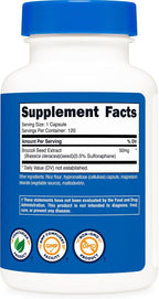 Nutricost Sulforaphane Glucosinolate (SGS) - 120 Cápsulas - 50 mg de Extracto de Semilla de Brócoli por Dosis
