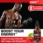 HERBIFY Vitamina B12 Metilada 5000 mcg - Gotas Líquidas de Metilcobalamina - Complejo B - Energía y Sistema Inmunitario - 30 Días - 60 ml