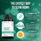 Vitauthority Espermidina 3HCL 99% - Apoyo Celular y Longevidad - 60 Dosis