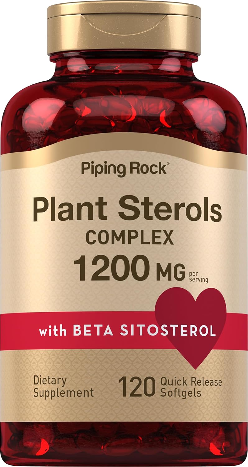 Piping Rock Suplemento de Esteroles Vegetales | 1200 mg | 120 Cápsulas Blandas | con Beta-Sitosterol | Complejo de Fitoesteroles | Sin OGM, Sin Gluten