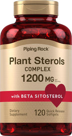 Piping Rock Suplemento de Esteroles Vegetales | 1200 mg | 120 Cápsulas Blandas | con Beta-Sitosterol | Complejo de Fitoesteroles | Sin OGM, Sin Gluten