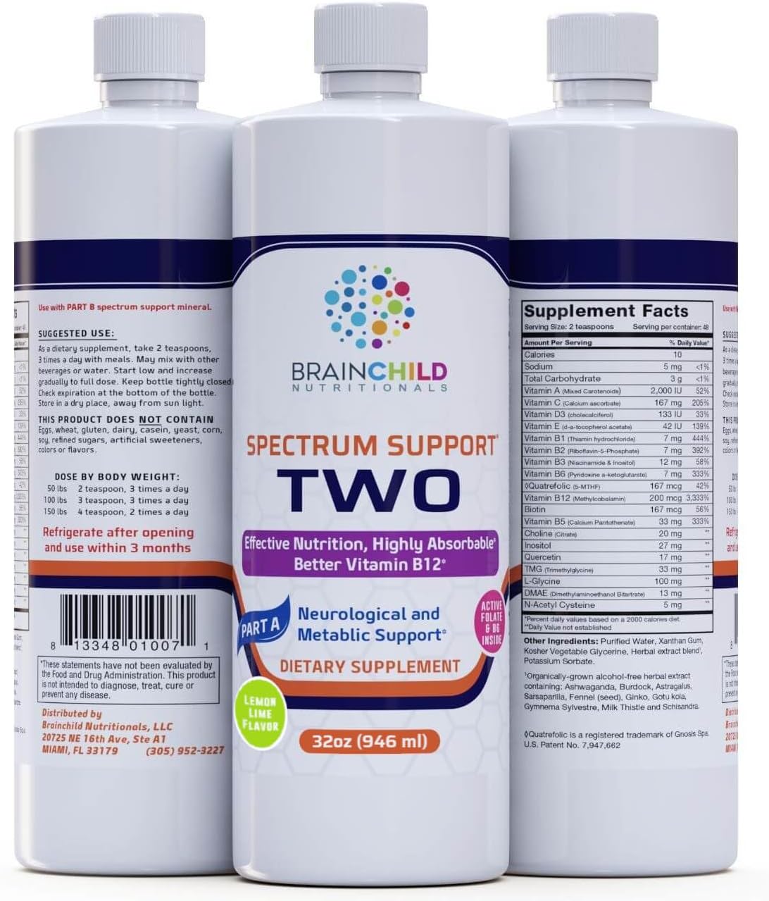 BrainChild Nutritionals Spectrum Support II P5P - Multivitamínico Líquido con B6 Activa y Hierbas, Sin Gluten, 473 ml (16 oz) - Sin Sabor