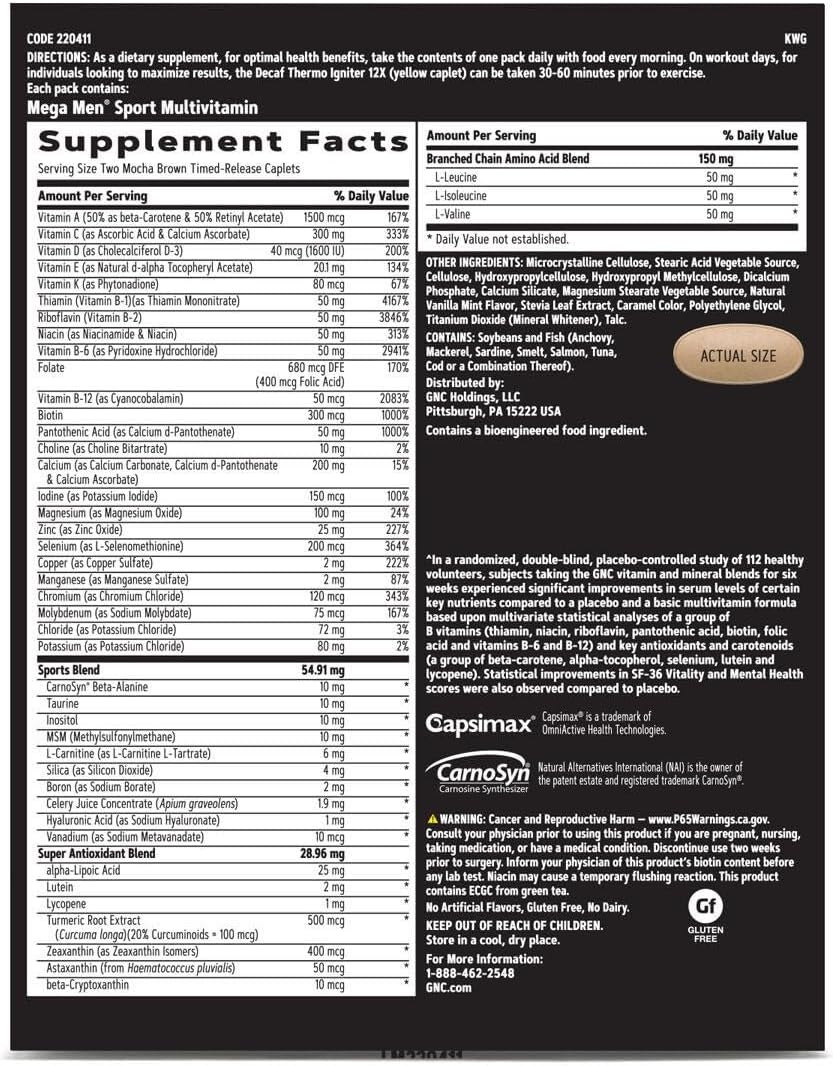 GNC Men's Ripped Multivitamínico para Hombres, 30 Dosis