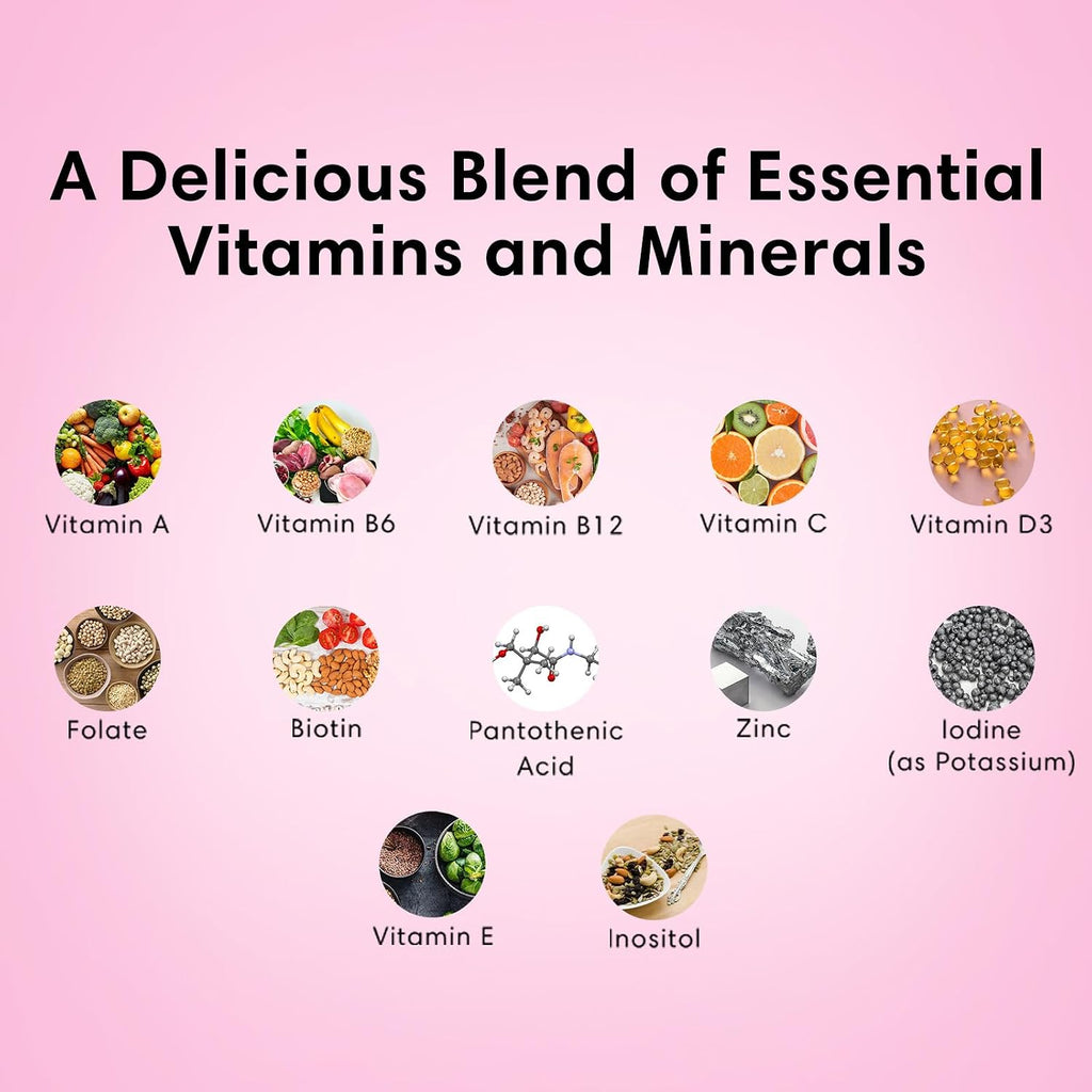 FLEUR Bloom & Glow Gummies para Cabello, Piel y Uñas - Suplemento con Biotina e Inositol - 60 Gominolas Veganas Sin Azúcar