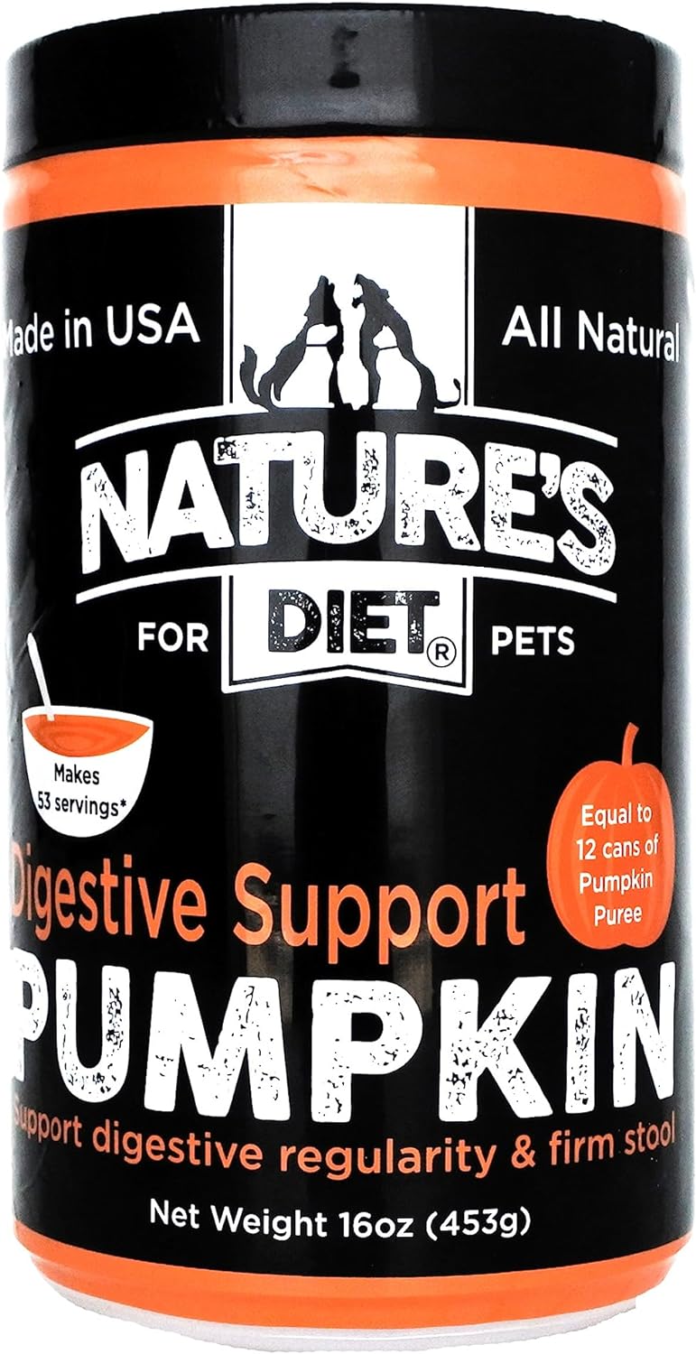Nature's Diet Polvo de Calabaza Deshidratada para Perros - Soporte Digestivo con Fibra Natural, 454g (16 oz)