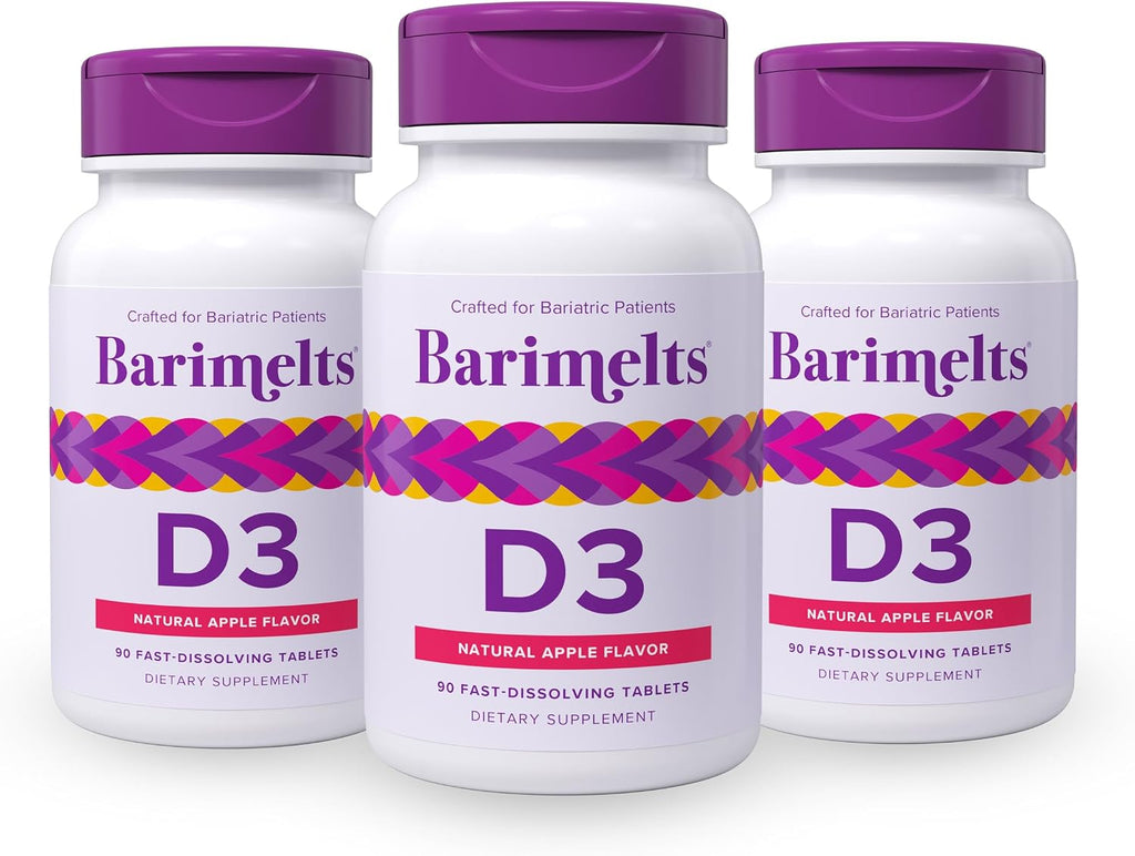 BariMelts Vitamina D3 5000 IU, 90 Tabletas de Disolución Rápida con Sabor Natural a Manzana