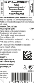 Solgar Folato 666 mcg DFE (Metafolin 400 mcg) - 100 Comprimidos