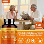 ZEBORA Vitamina D3 K2 5000 UI, 6 en 1 con Magnesio, Calcio, Fósforo y Vitamina C, 120 Cápsulas