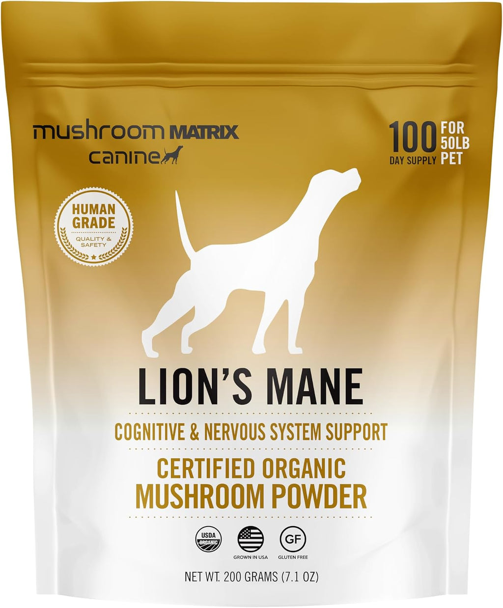 Om Mushroom Matrix Polvo de Melena de León para Mascotas, 200g