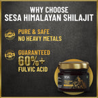 Sesa Himalayan Shilajit Resin – 100% Ayurvédico, 50 dosis de 400 mg con 80+ Minerales Traza y Ácido Fúlvico