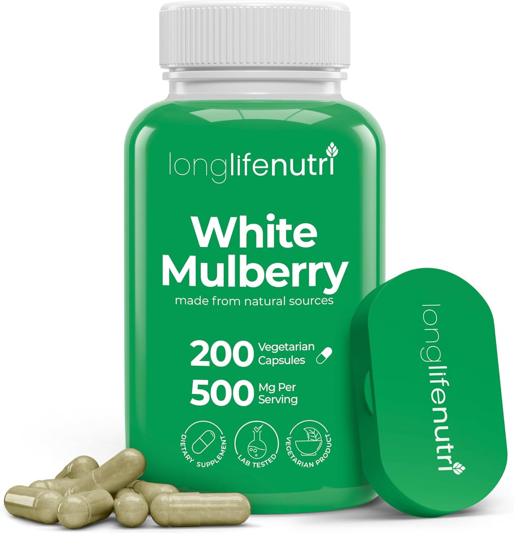 Extracto de Hoja de Morera Blanca 500 mg | 200 Cápsulas Vegetales | LongLifeNutri