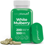 Extracto de Hoja de Morera Blanca 500 mg | 200 Cápsulas Vegetales | LongLifeNutri