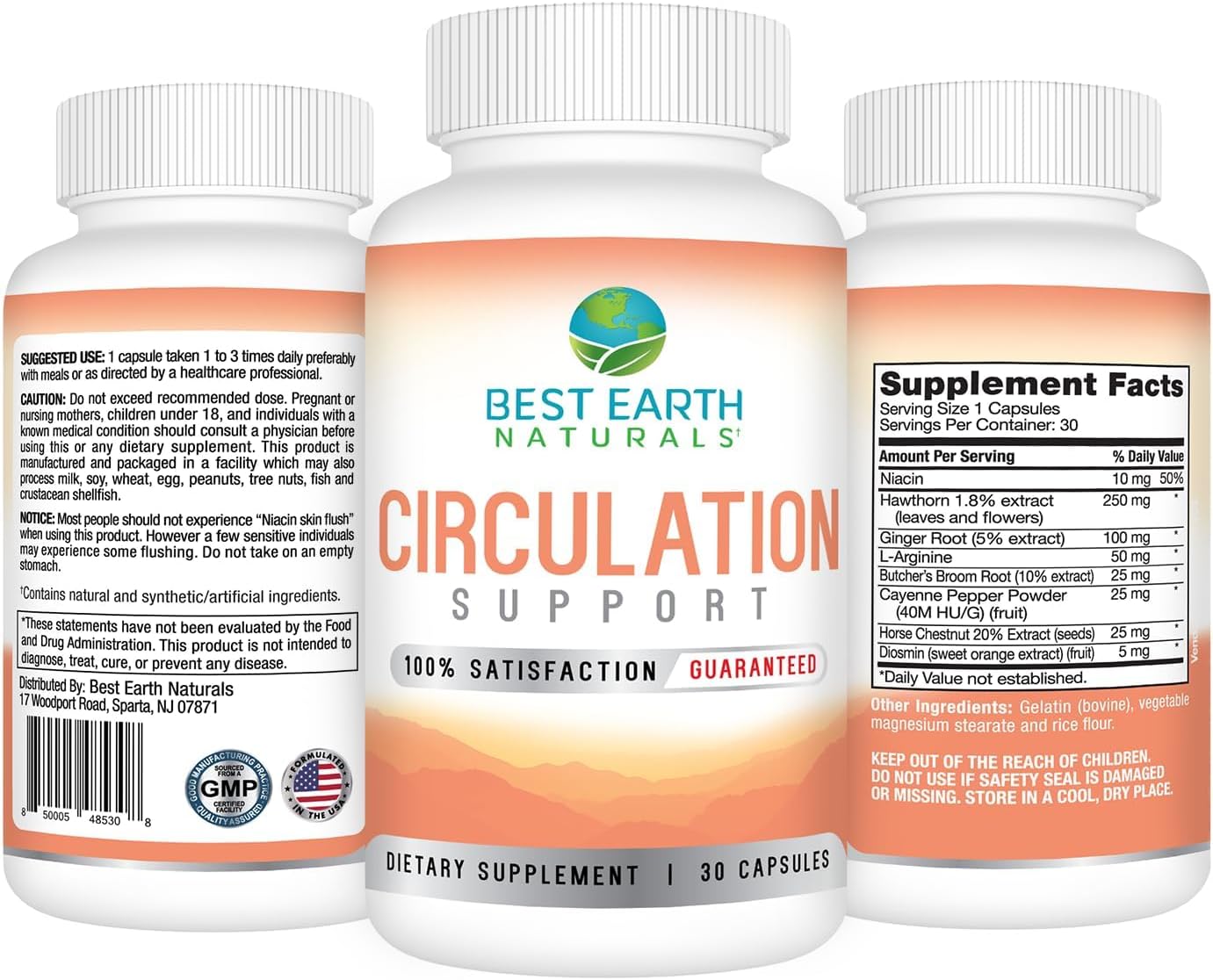Best Earth Naturals Suplemento de Circulación - Fórmula Equilibrada para el Apoyo Circulatorio - 30 Cápsulas