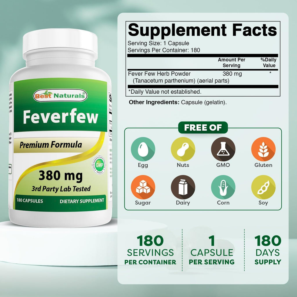 Best Naturals Matricaria (Feverfew) 380 mg 180 Cápsulas