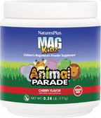 NaturesPlus Animal Parade MagKidz - Magnesio Infantil en Polvo Sabor Cereza - 45 Raciones