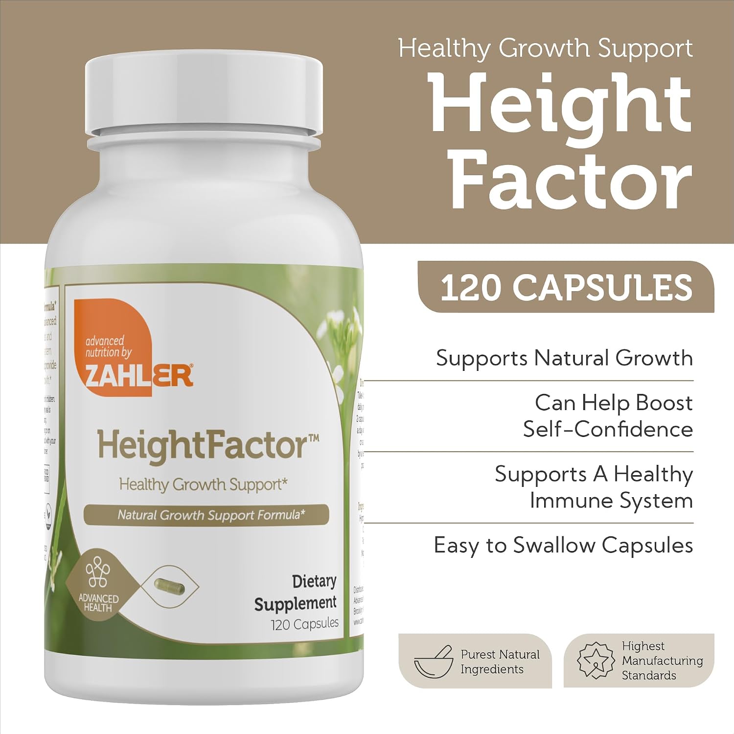 Zahler Height Factor - Suplemento de Crecimiento con Vitaminas y Minerales (120 Cápsulas)