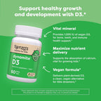 Renzo's Dynamite D3: Vitamina D3 para niños, 60 comprimidos disolventes sin azúcar sabor manzana verde